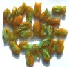 25 15mm Olive and Orange Marble Fish Beads